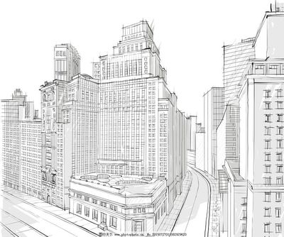 手绘建筑图片,城市建筑 大厦 都市剪影 高楼 建筑背景-